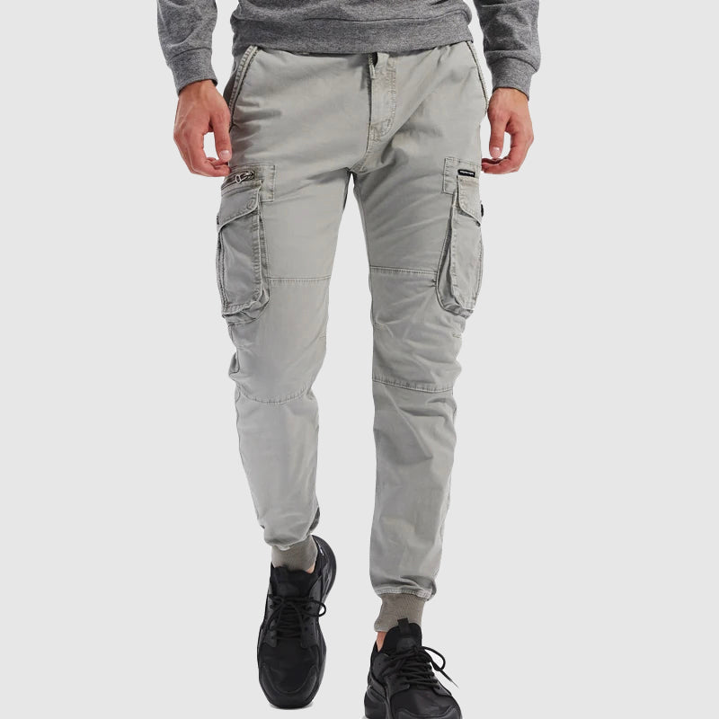 Men's Elastic Waist Multi Pocket Cargo Jogger Trousers