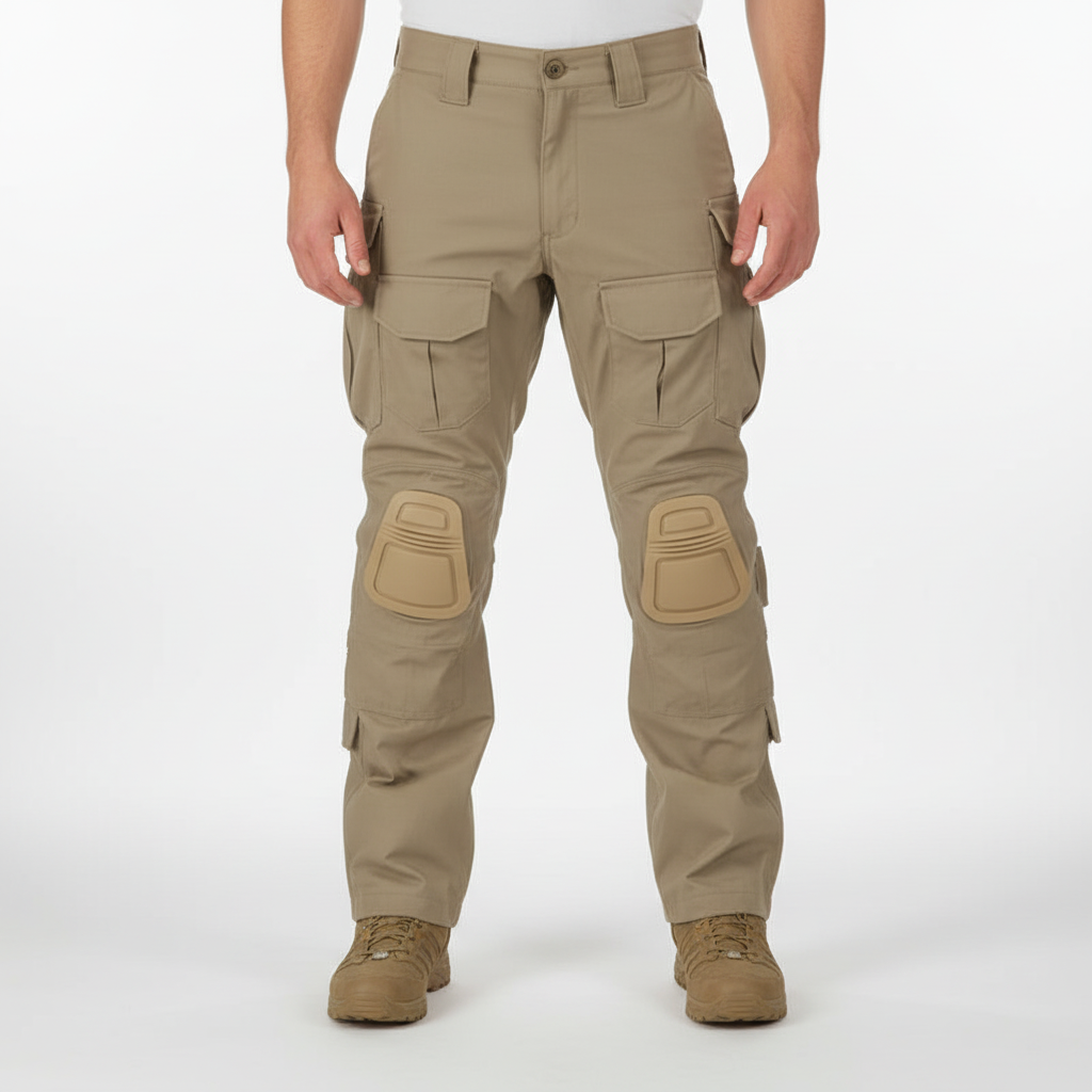 Men's Cotton Blend Tactical Cargo Trousers Integrated Knee Protection