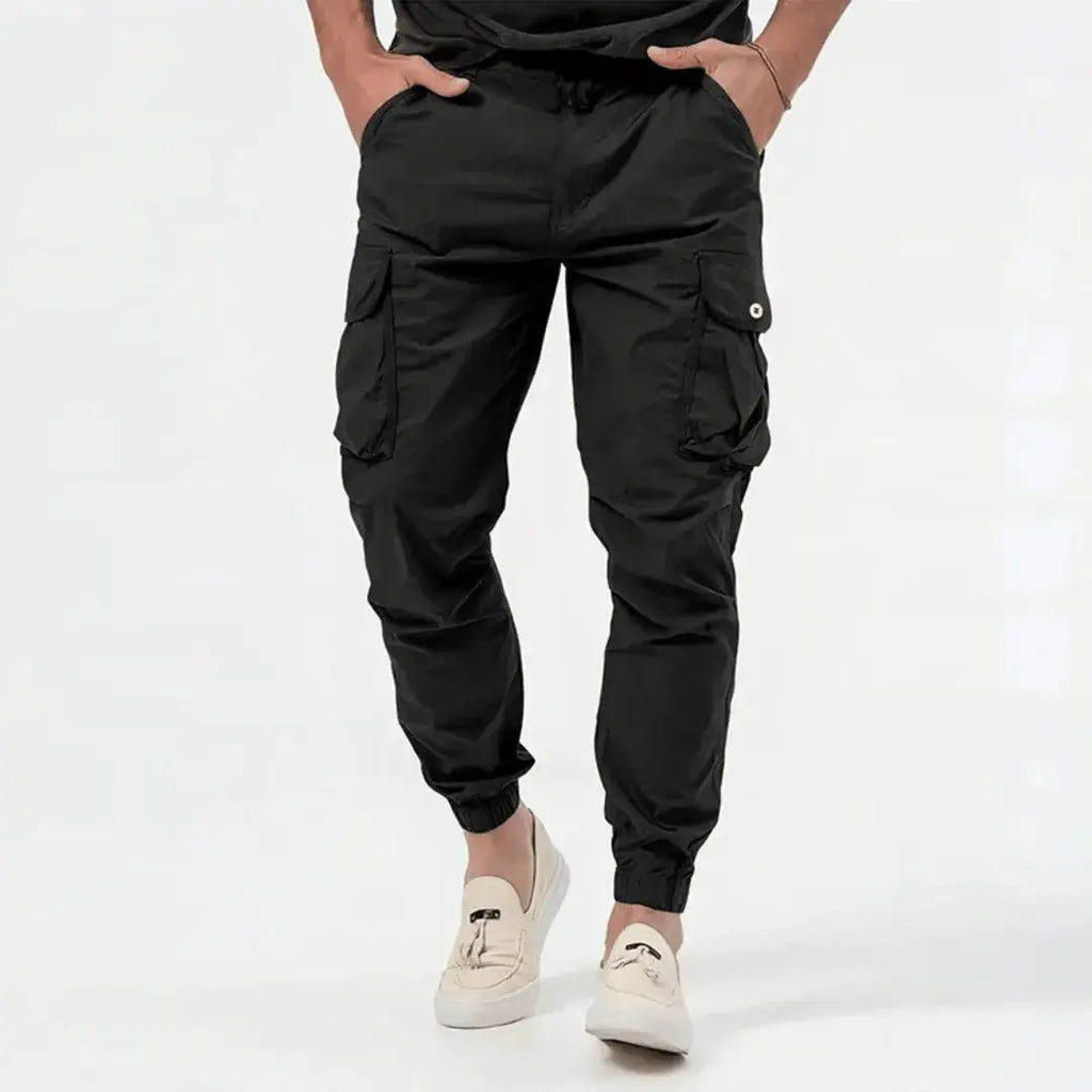 Men's Tapered Cargo Jogger Trousers With Utility Pockets