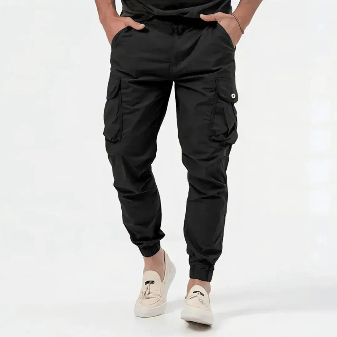 Men's Tapered Cargo Jogger Trousers With Utility Pockets
