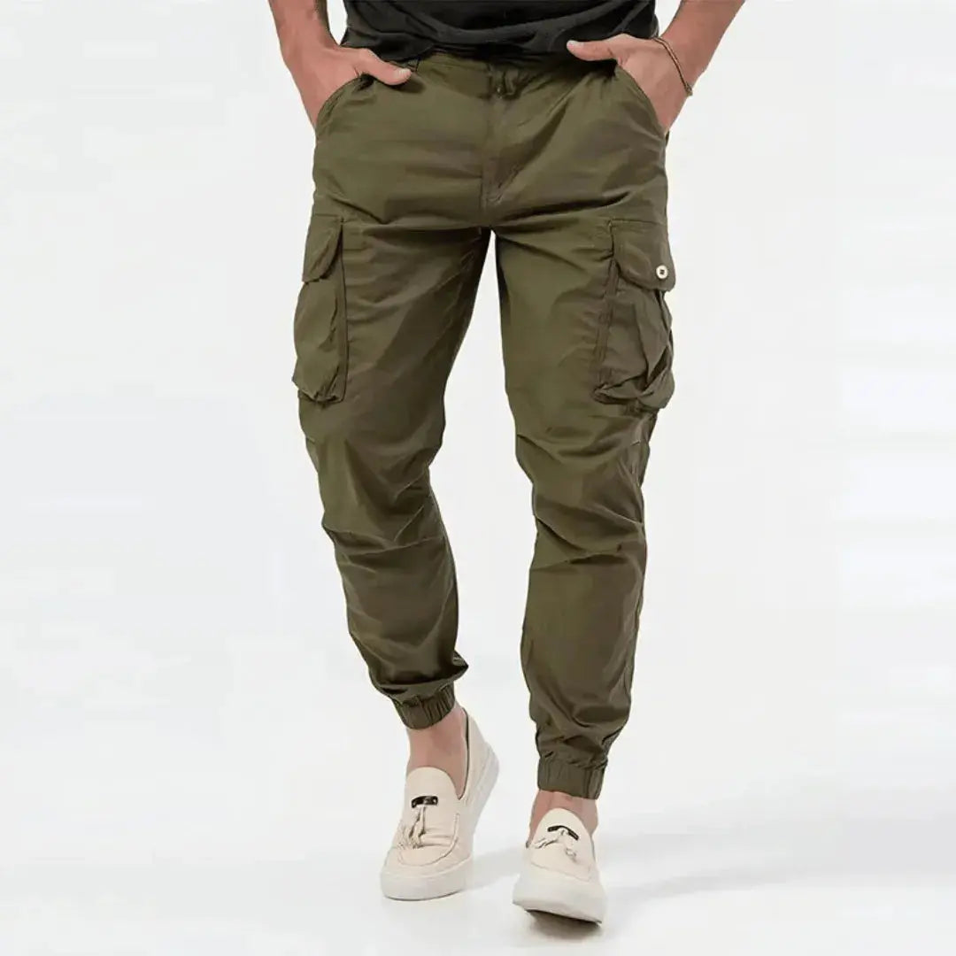 Men's Tapered Cargo Jogger Trousers With Utility Pockets