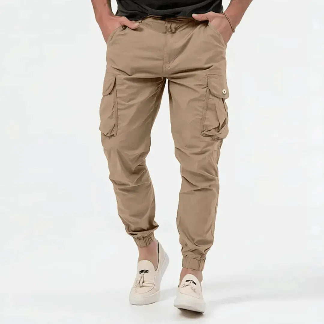 Men's Tapered Cargo Jogger Trousers With Utility Pockets