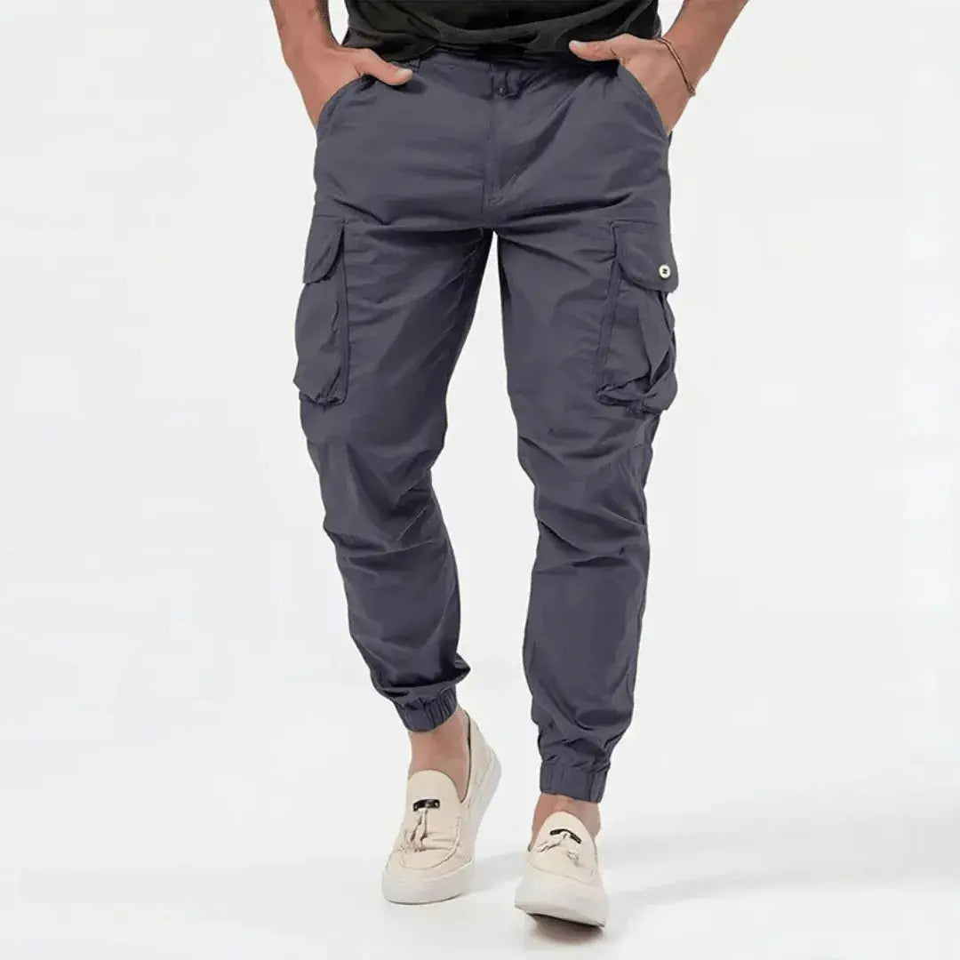 Men's Tapered Cargo Jogger Trousers With Utility Pockets
