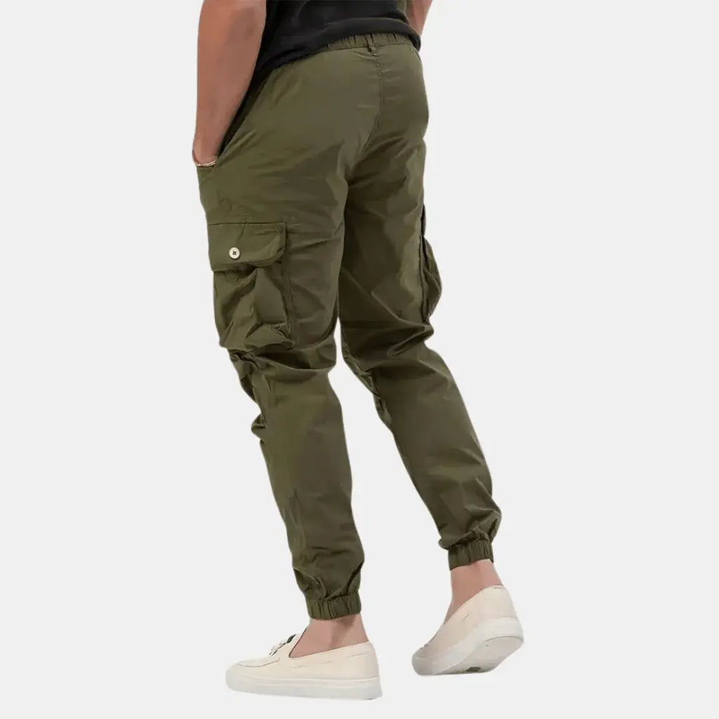 Men's Tapered Cargo Jogger Trousers With Utility Pockets