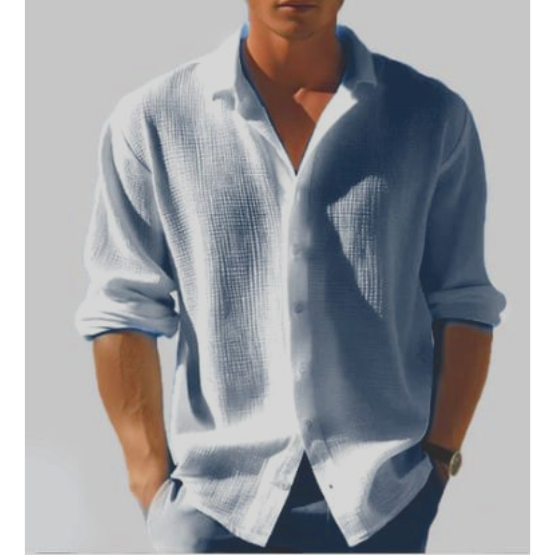 Men's Textured Relaxed Fit Button Front Leisure Shirt