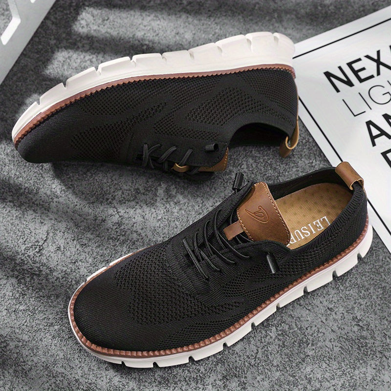 Men's Perforated Knit Lace Up Everyday Comfort Sneakers
