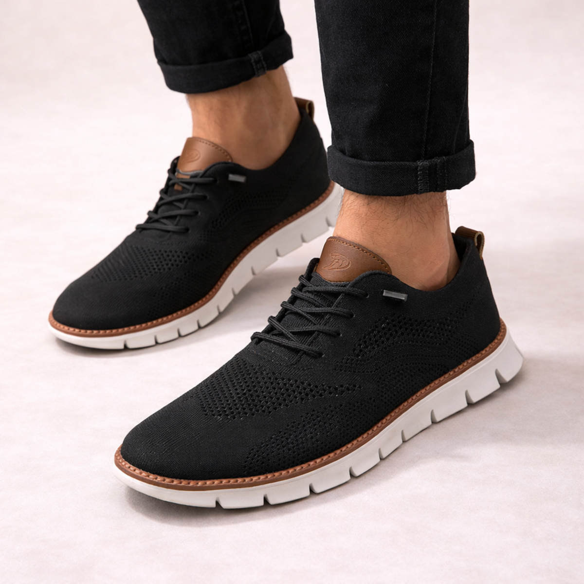 Men's Perforated Knit Lace Up Everyday Comfort Sneakers