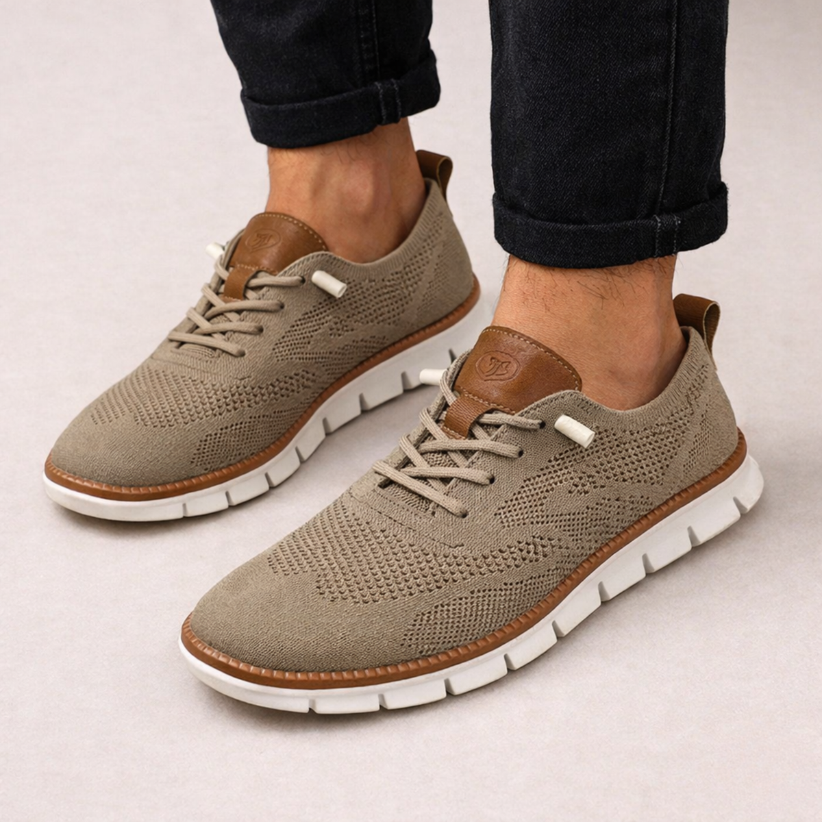 Men's Perforated Knit Lace Up Everyday Comfort Sneakers