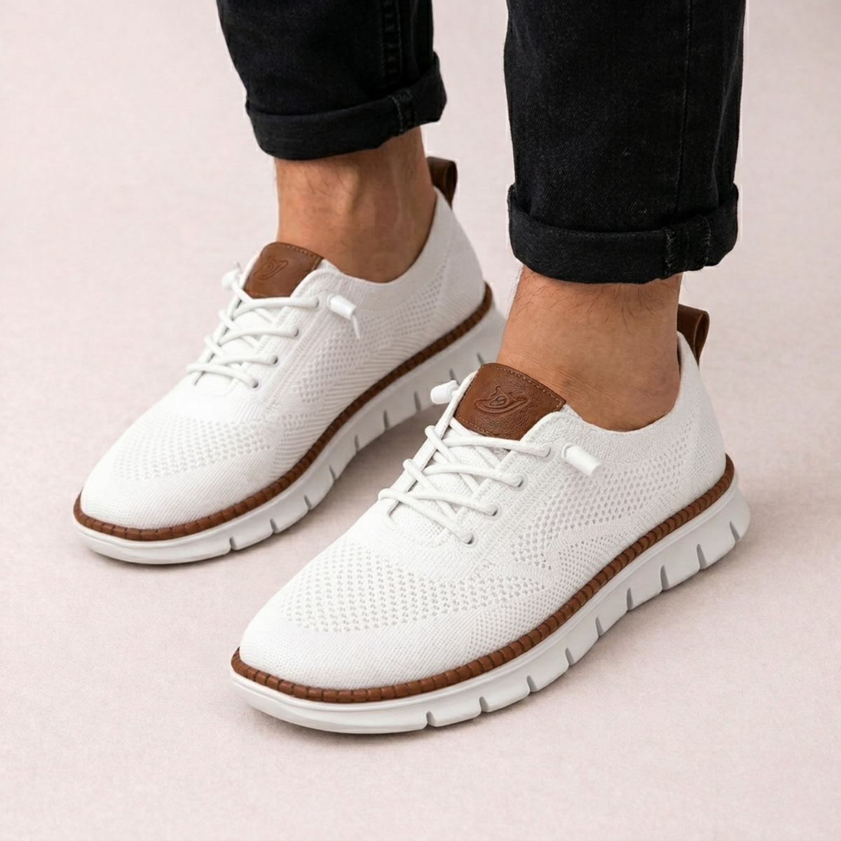 Men's Perforated Knit Lace Up Everyday Comfort Sneakers