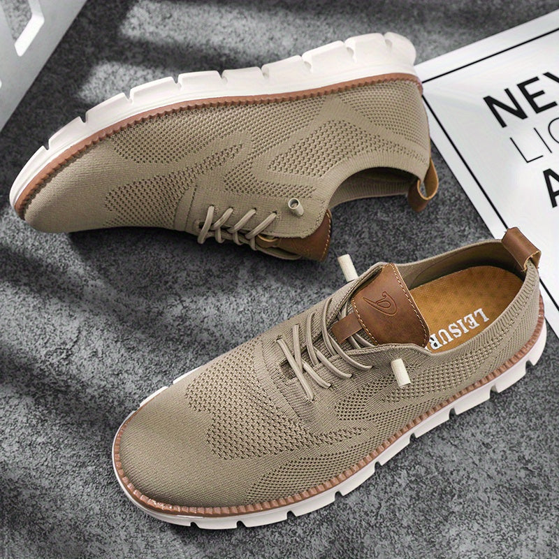 Men's Perforated Knit Lace Up Everyday Comfort Sneakers