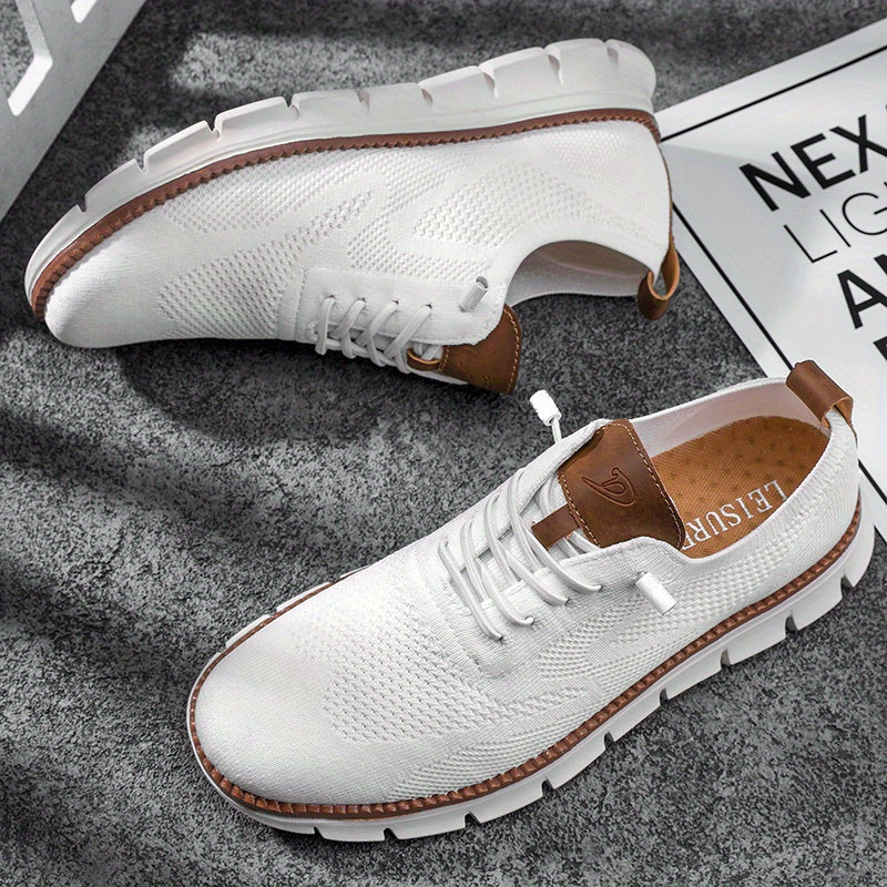 Men's Perforated Knit Lace Up Everyday Comfort Sneakers