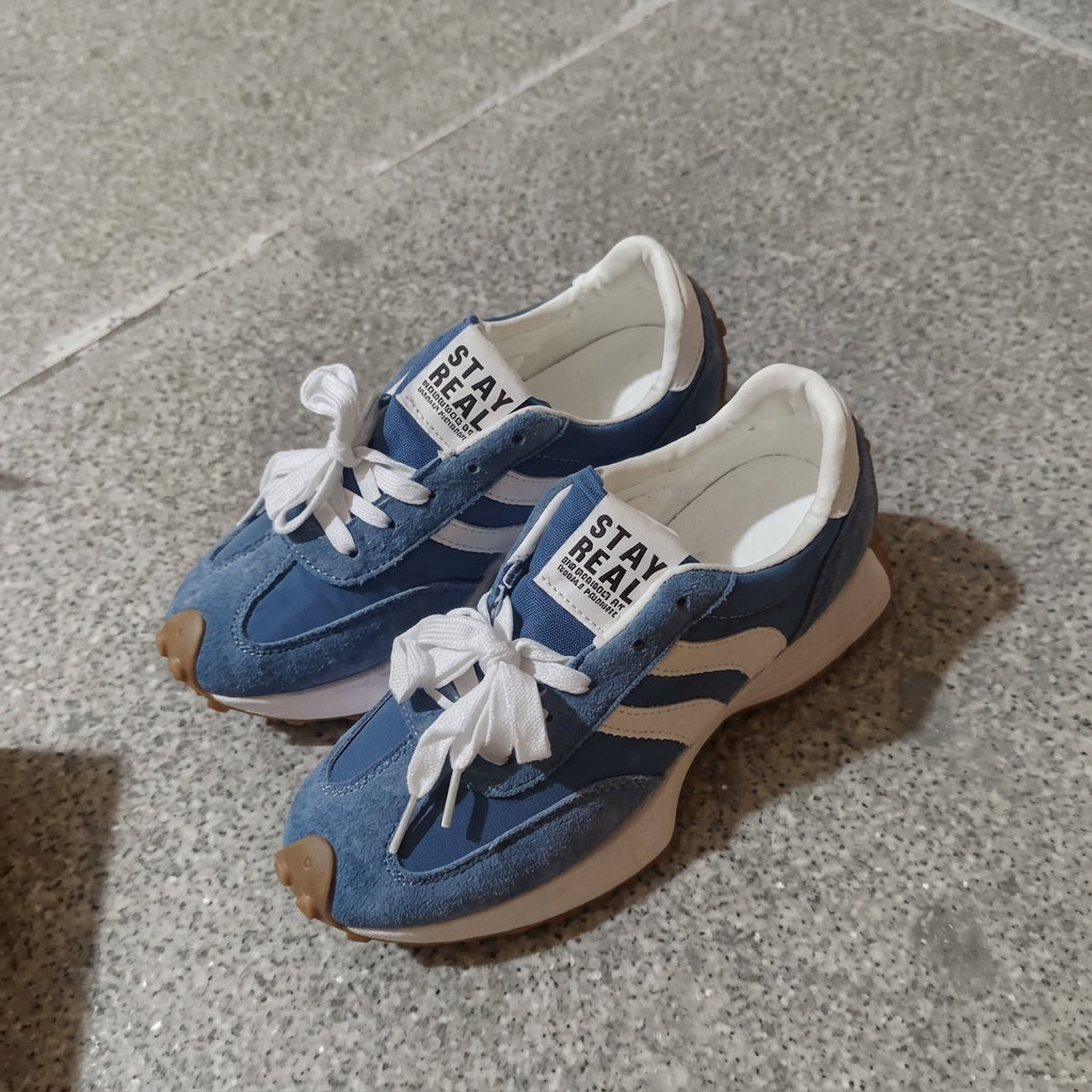 Women's Everyday Cushioned Walking Trainers with Arch Support - Blue White