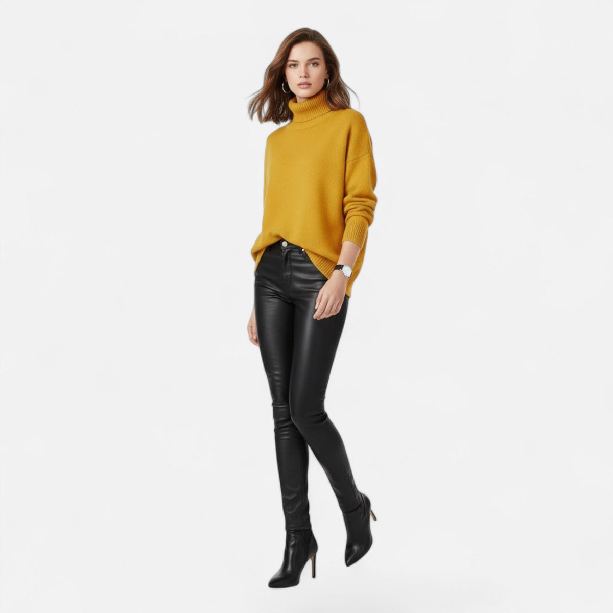 Women's Wool-Blend Turtleneck Sweater – Oversized Thick Knit