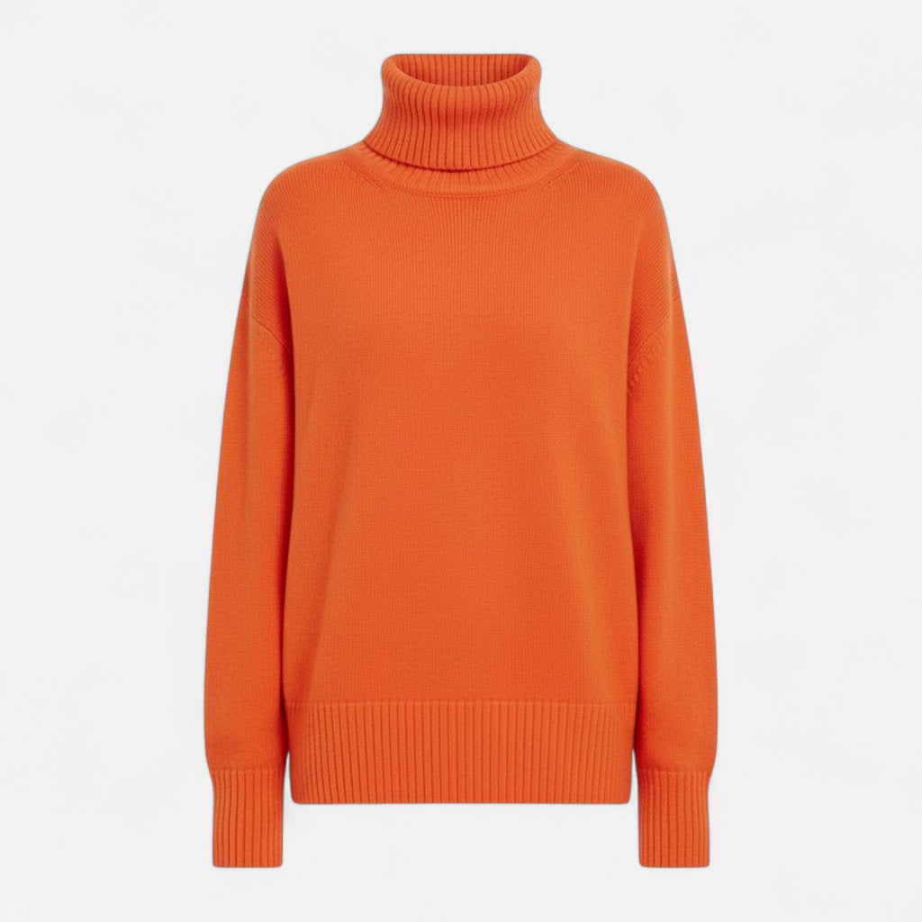 Women's Wool-Blend Turtleneck Sweater – Oversized Thick Knit