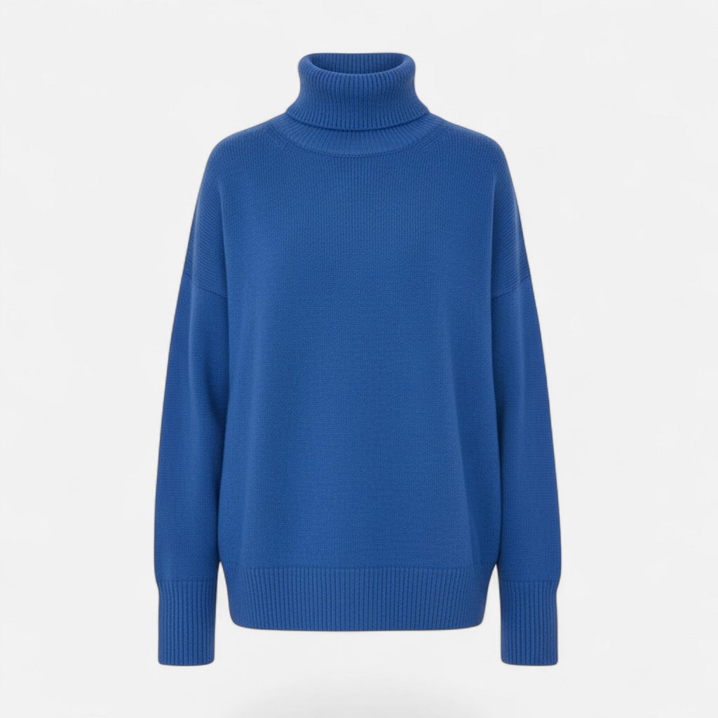 Women's Wool-Blend Turtleneck Sweater – Oversized Thick Knit