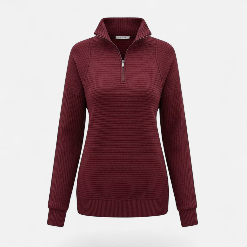 Women's Zipper Stand-Collar Knit Sweaters