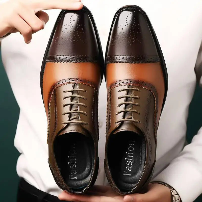 Men's Perforated Cap Toe Formal Lace Up Dress Shoes