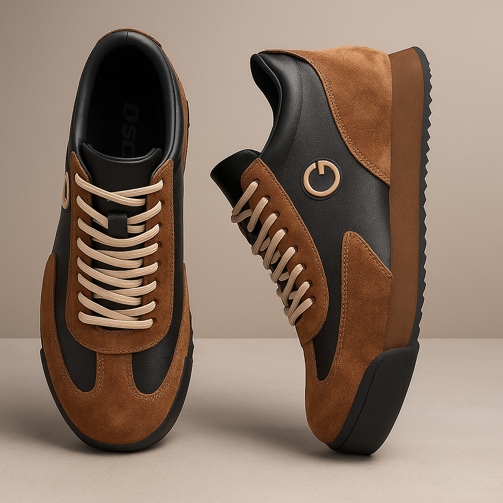 Men's Premium Leather Panel Lace Up Lifestyle Trainers