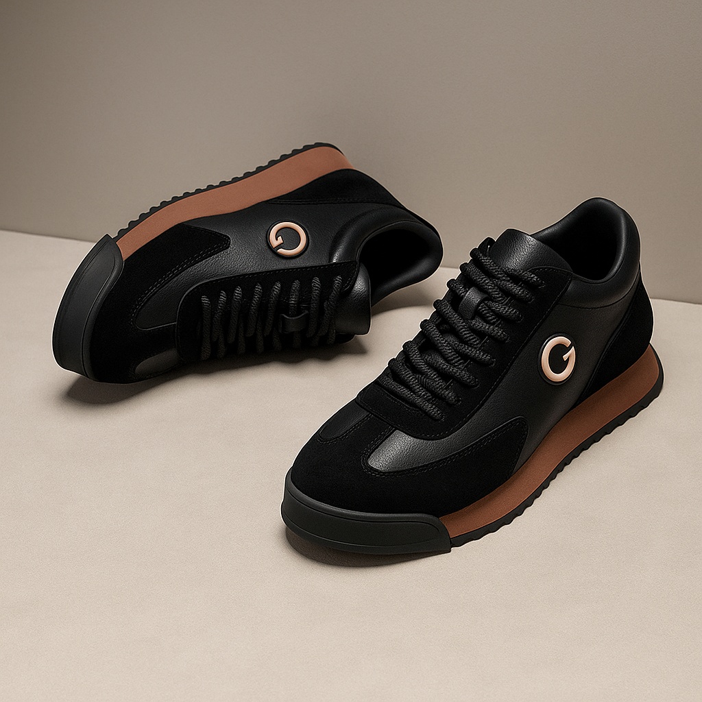 Men's Premium Leather Panel Lace Up Lifestyle Trainers