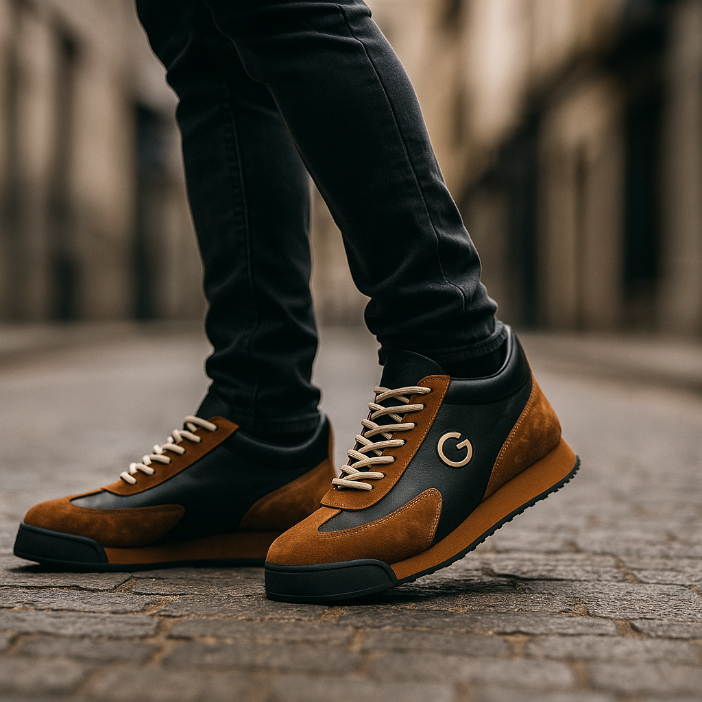 Men's Premium Leather Panel Lace Up Lifestyle Trainers