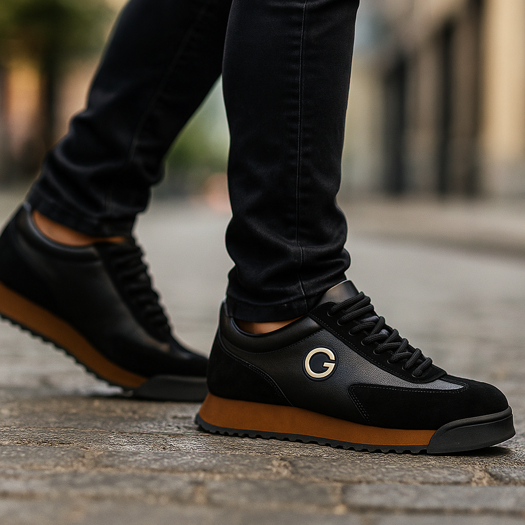 Men's Premium Leather Panel Lace Up Lifestyle Trainers