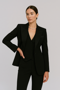 Women's Business Three-Piece with Waistcoat and Slim Leg Trousers - Black