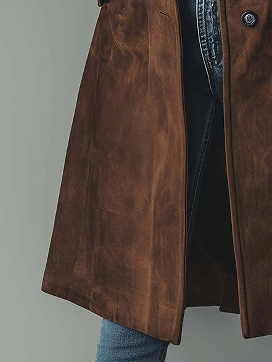 Women's Vintage-Inspired Longline Trench Coat Tailored Outerwear
