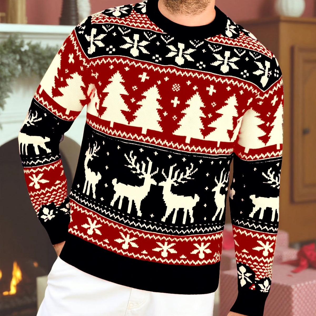 Women's Relaxed Christmas Knit Jumper for Festive Gatherings - Black