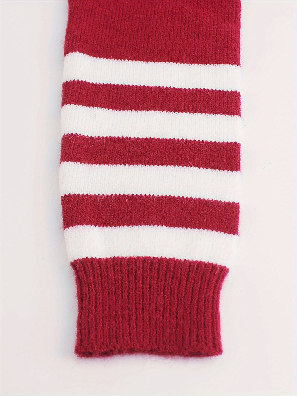 Women's Round Neck Rib Knit Jumper with Stripe Trim Sleeves