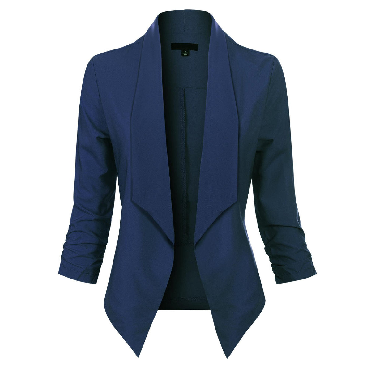 Women's Open-Front Blazer – Ruched-Sleeve Smart Layer