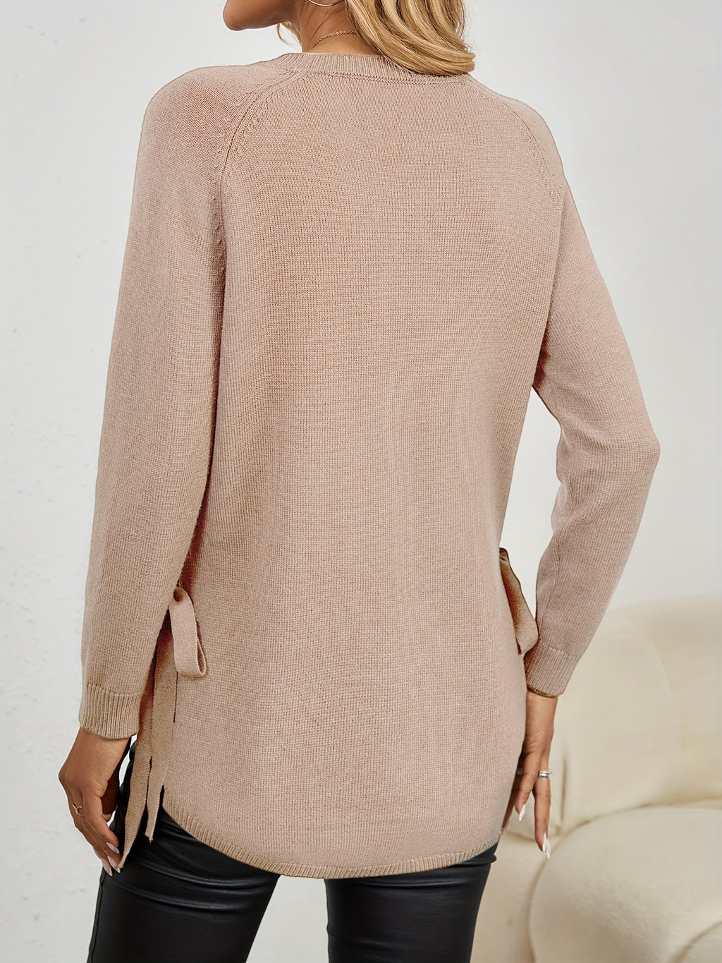 Women's Relaxed Longline Pullover Knit with Side Split Hem