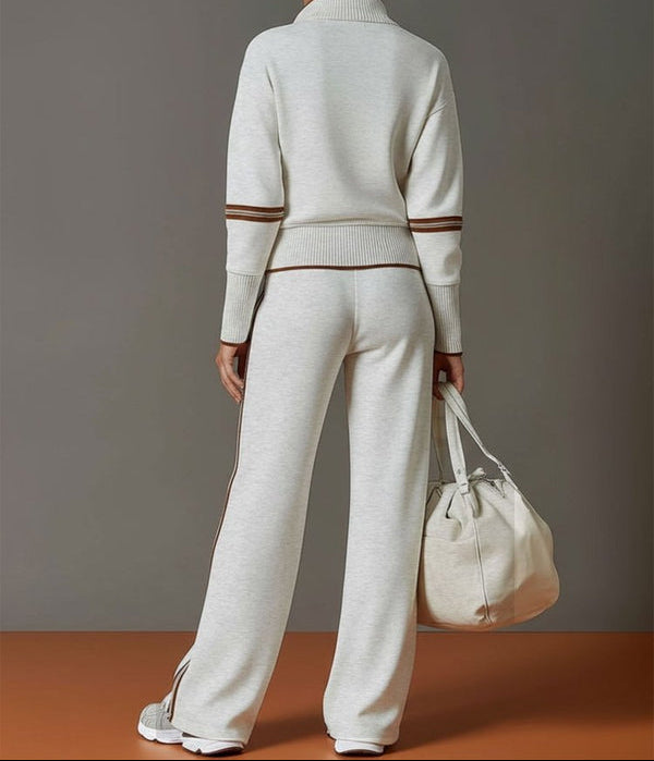 Women's Quarter-Zip Stretch Lounge Set with Palazzo Joggers