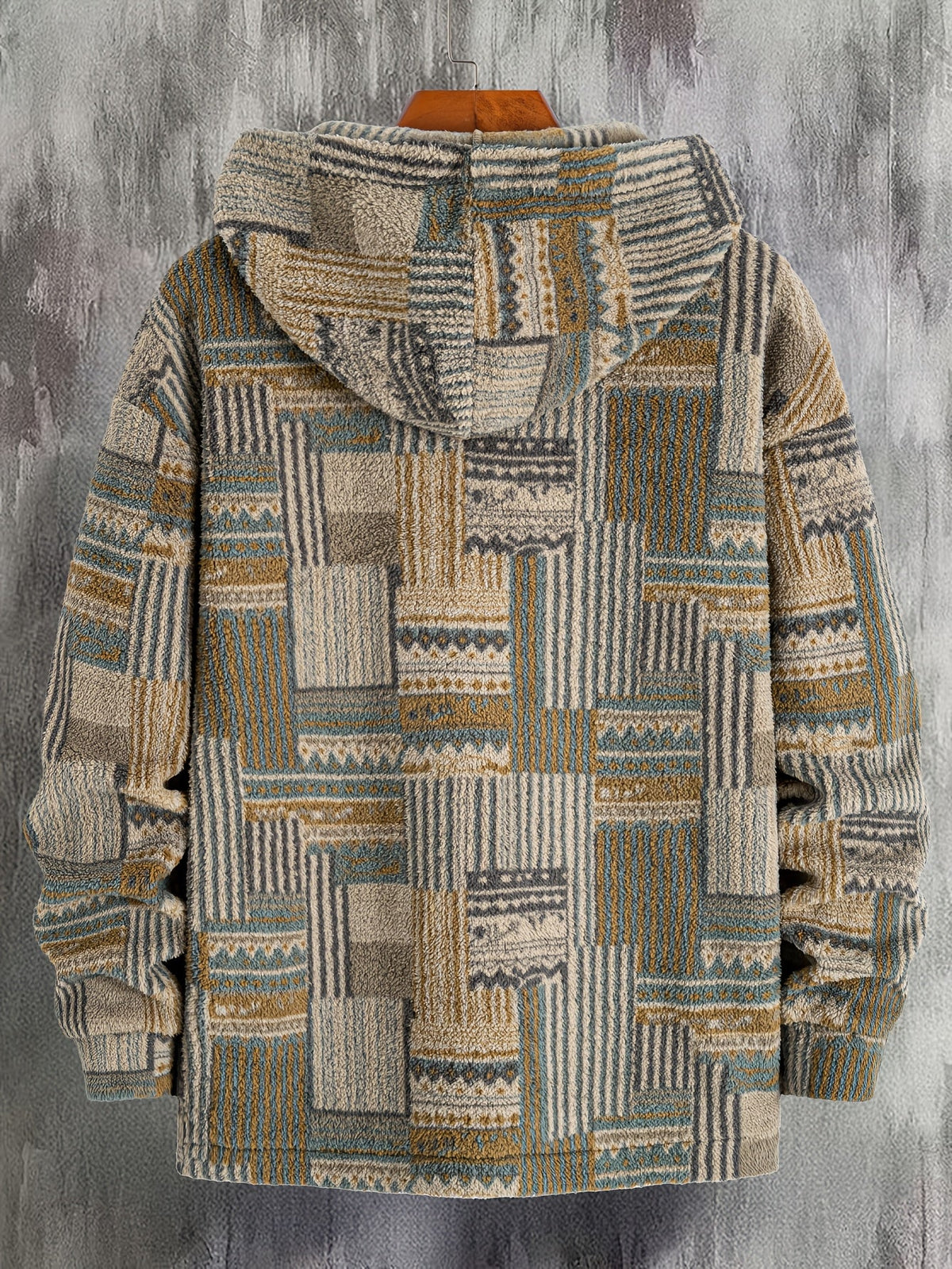 Women's Plush Patterned Zip Collar Knit Pullover