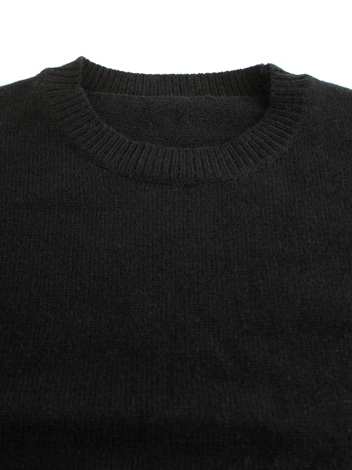 Women's Round Neck Rib Knit Jumper with Stripe Trim Sleeves