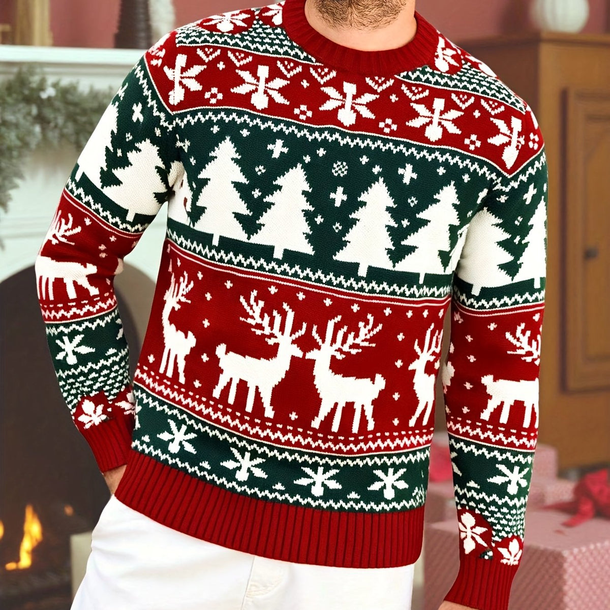 Women's Relaxed Christmas Knit Jumper for Festive Gatherings - Red