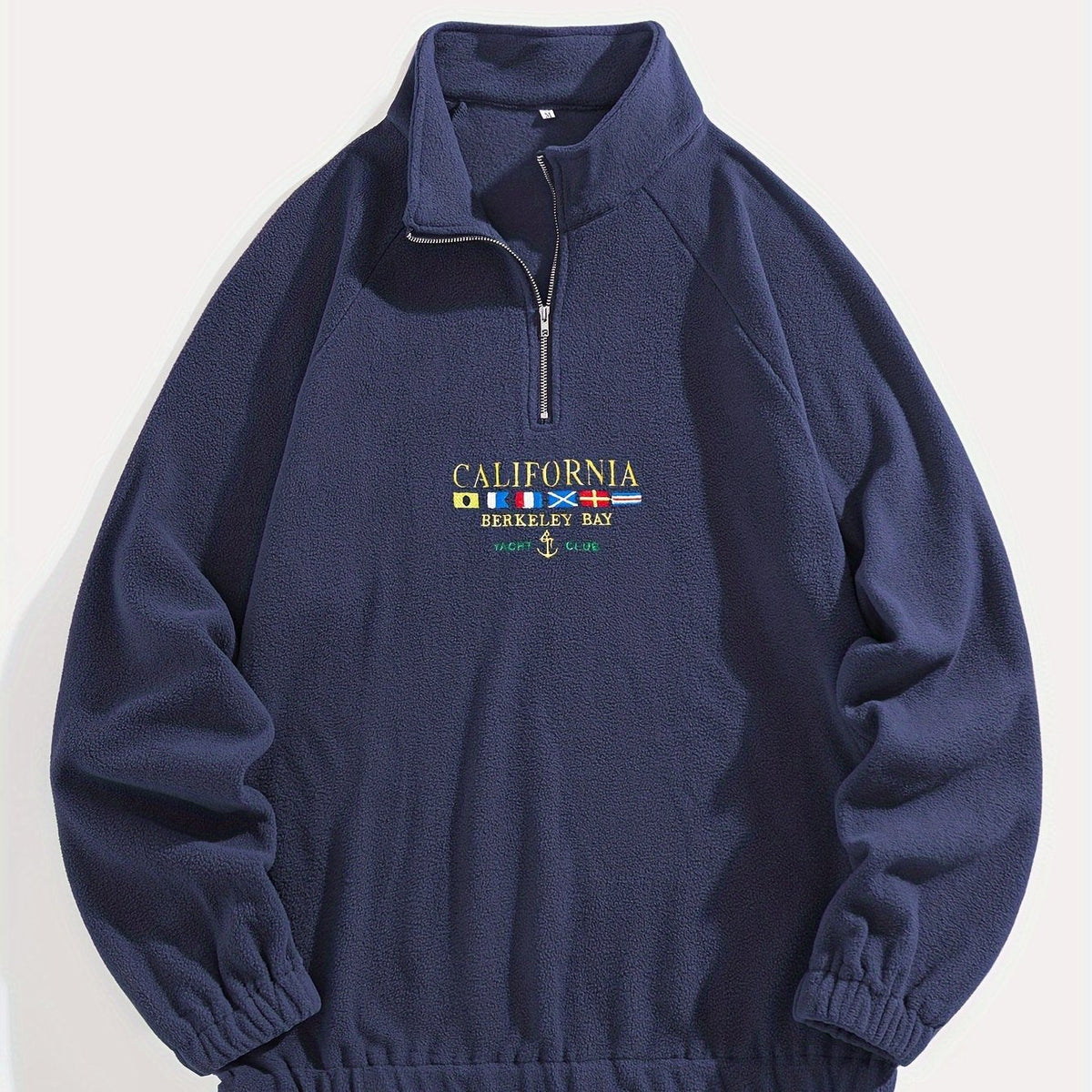 Women's Brushed Stand Collar Zip Neck Pullover - Navy