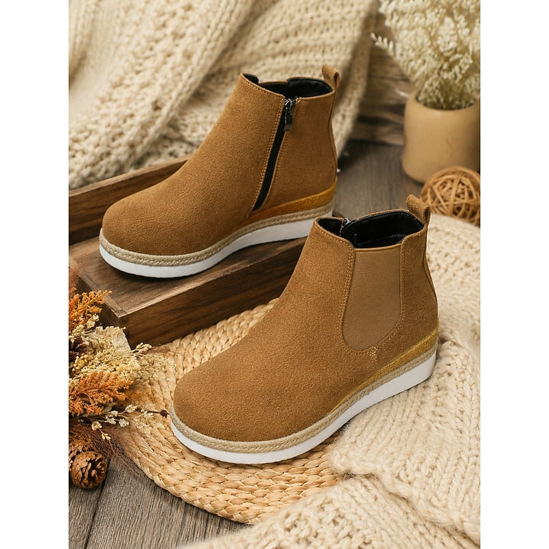 Women's Stretch-Panel Wedge Chelsea Boots