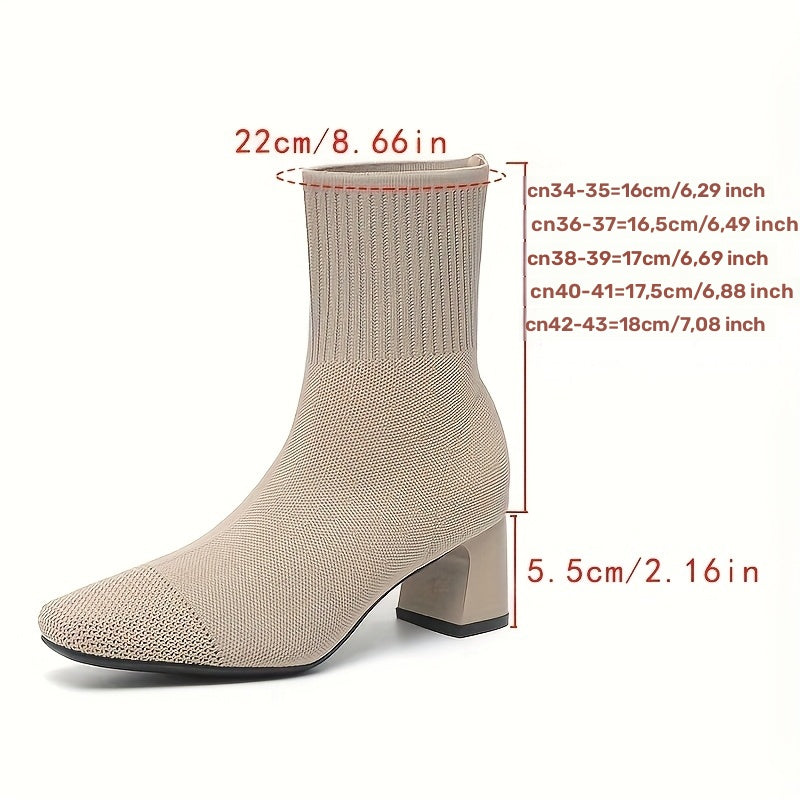 Women's Knit Ankle Boot with Block Heel