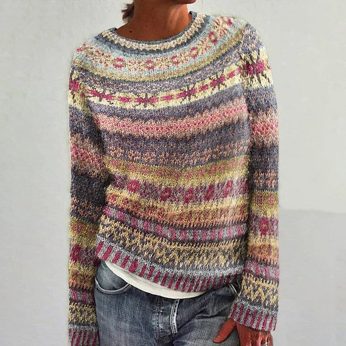 Women's Geometric Fair Isle Knit Jumper - Yellow