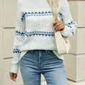 Women's Festive Fair Isle Jumper with Snowflake Motif - Light Blue