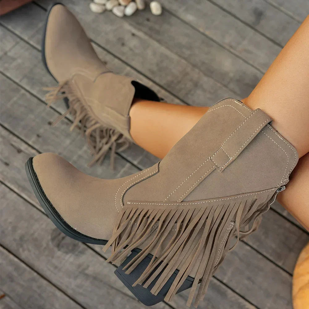 Women's Wide Calf Western Fringe Cowboy Boots
