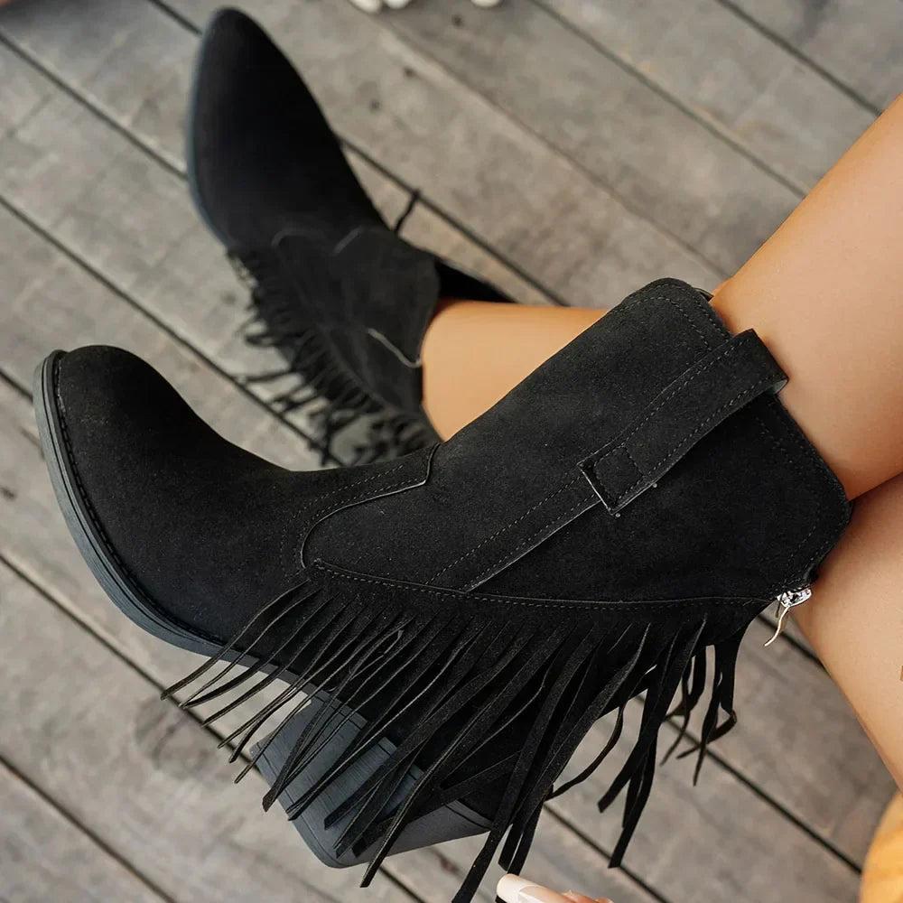 Women's Wide Calf Western Fringe Cowboy Boots