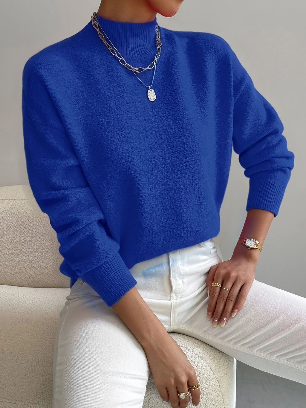Women's Mock Neck Pullover Sweater