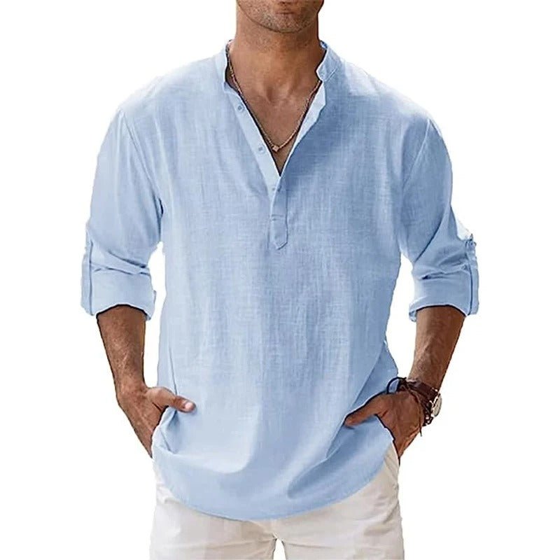 Men's Cotton Linen Shirt Lightweight Breathable Comfortable Stylish Casual