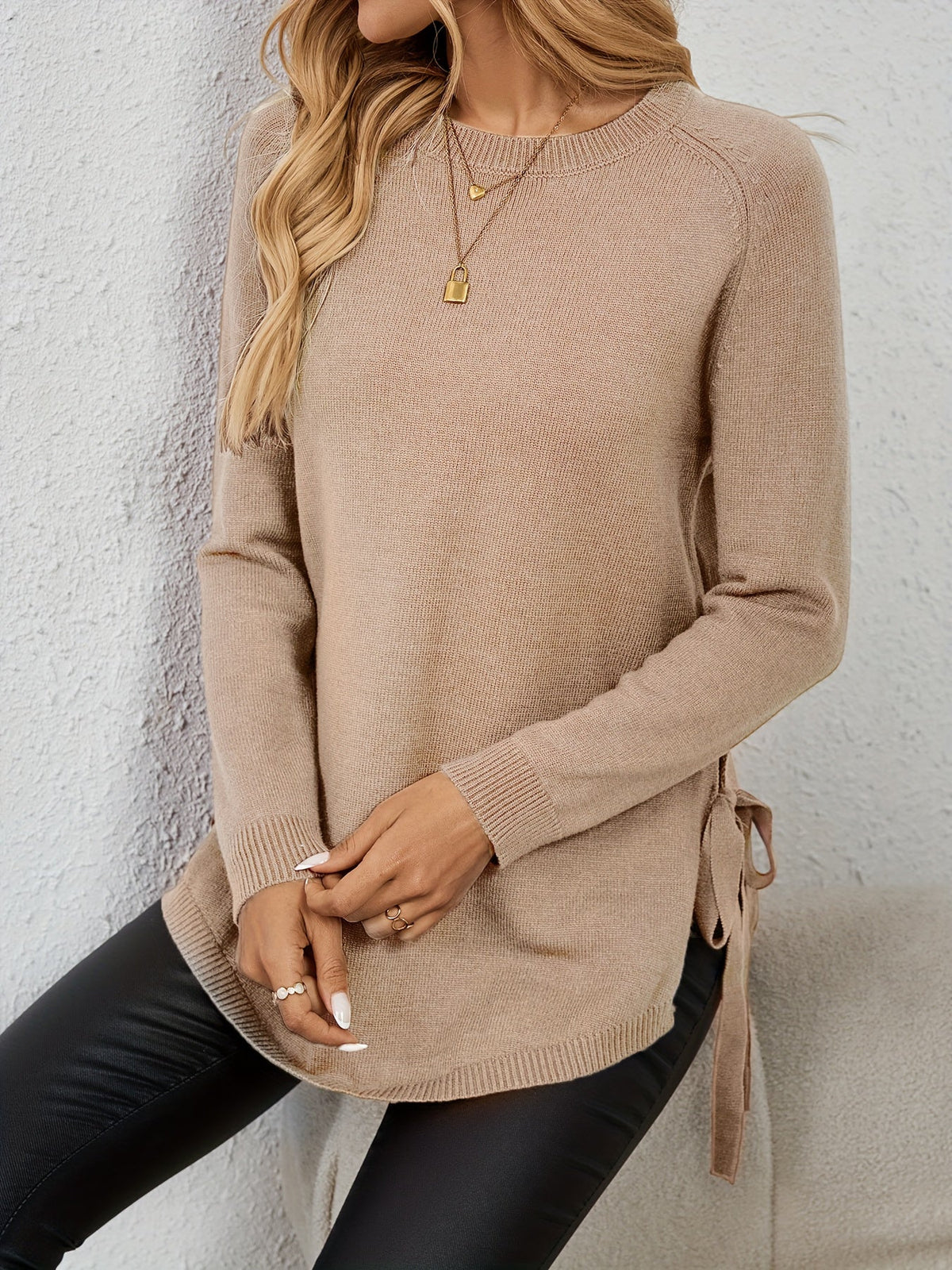 Women's Relaxed Longline Pullover Knit with Side Split Hem