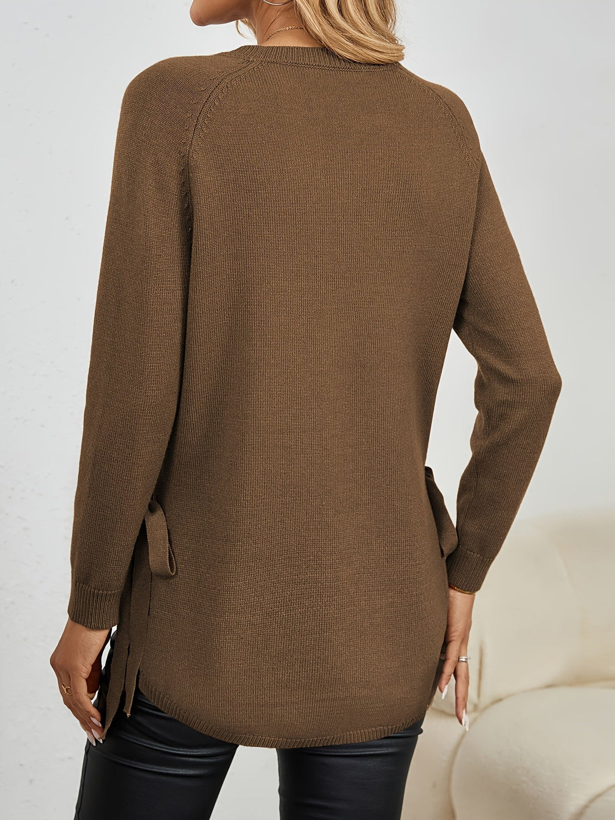 Women's Relaxed Longline Pullover Knit with Side Split Hem