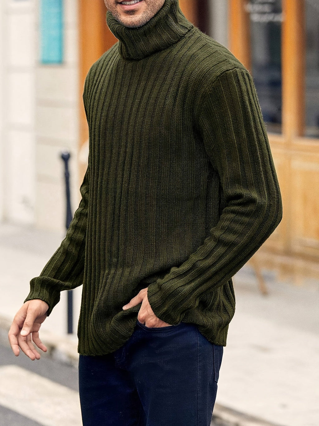 Women's Relaxed Rib Knit High Neck Jumper