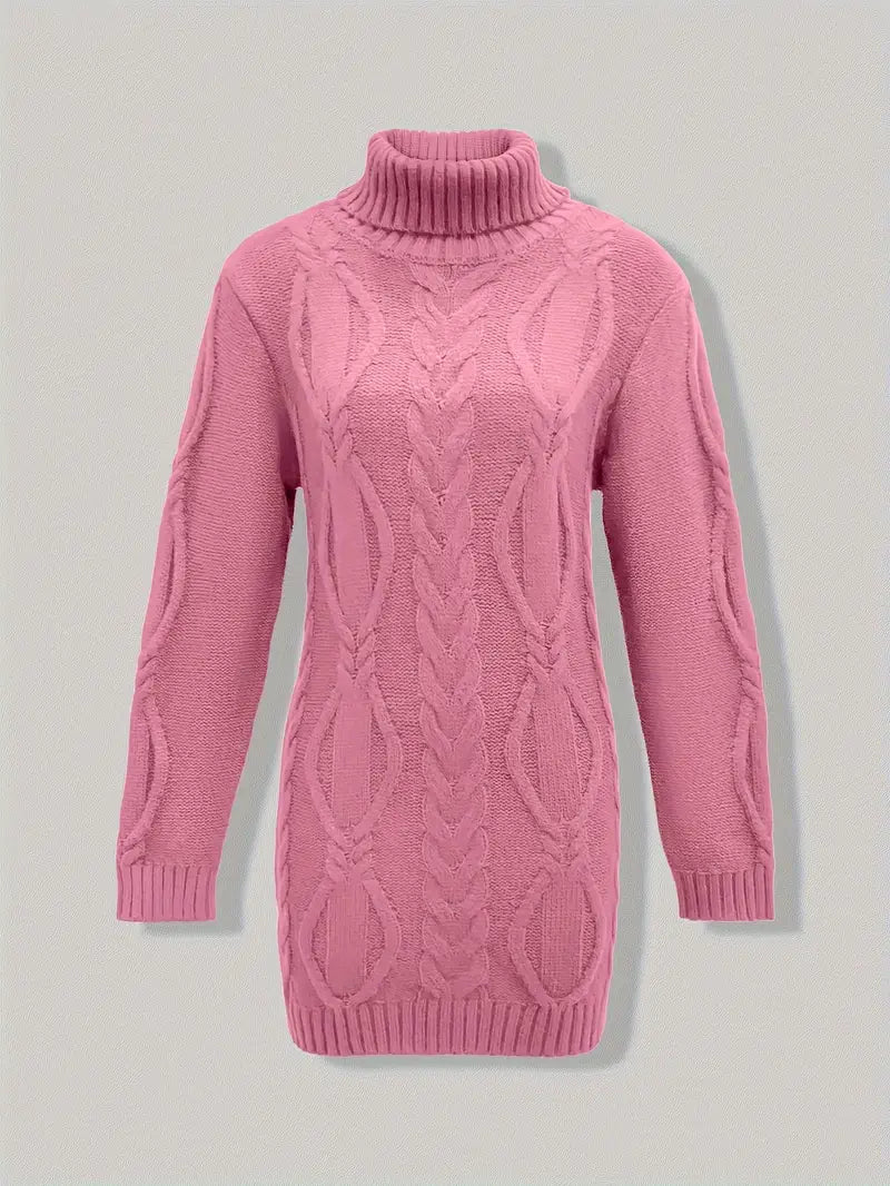 Women's Oversized Cable Knit Turtleneck Sweater