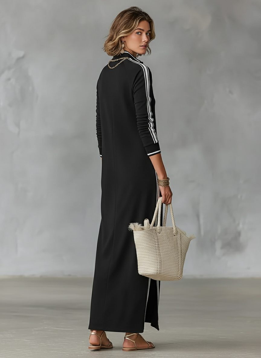 Women's Sporty Side Stripe Knit Maxi Dress