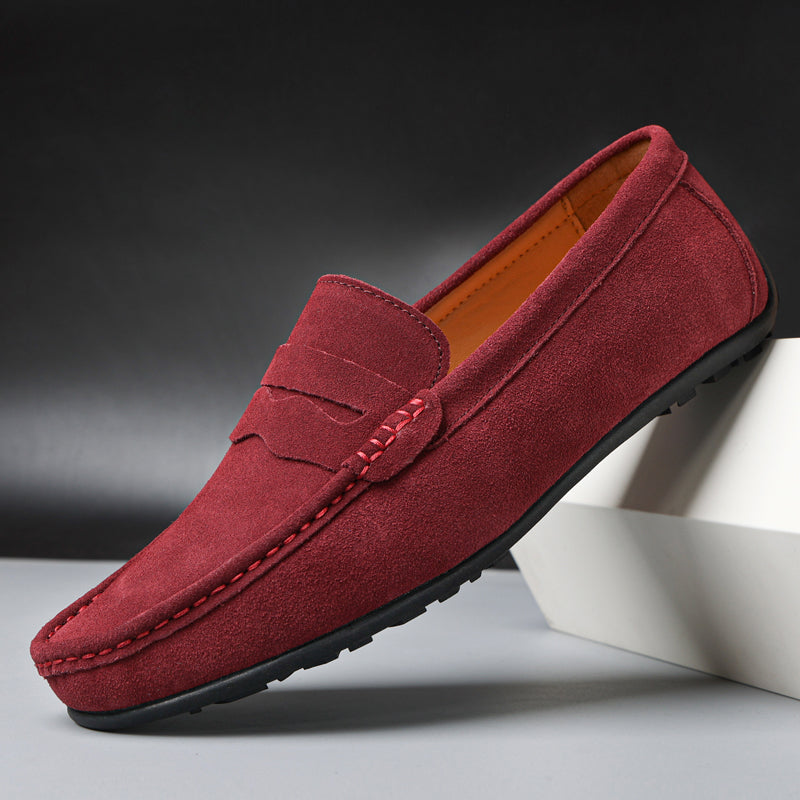 Men's Suede Penny Loafers Refined Slip On Casual Shoes
